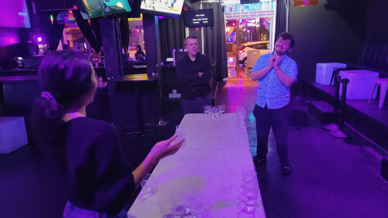 My Linh Tinnirella, John A. Bryant, and Will Brady celebrating and bonding after FLIFF